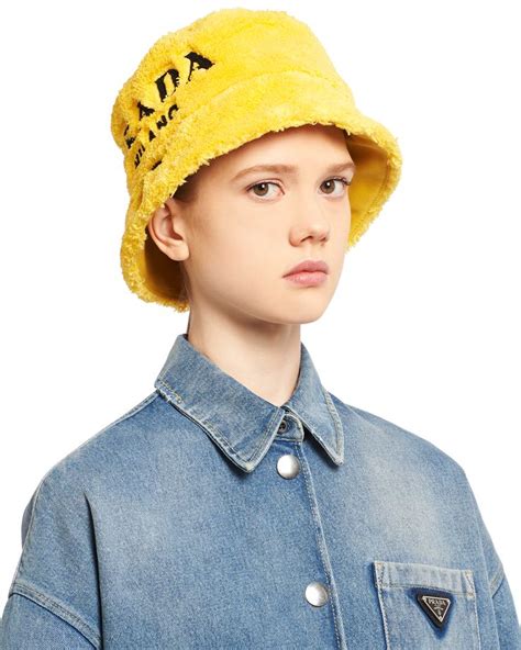 prada terry cloth bucket hat|Yellow/black Terrycloth bucket hat .